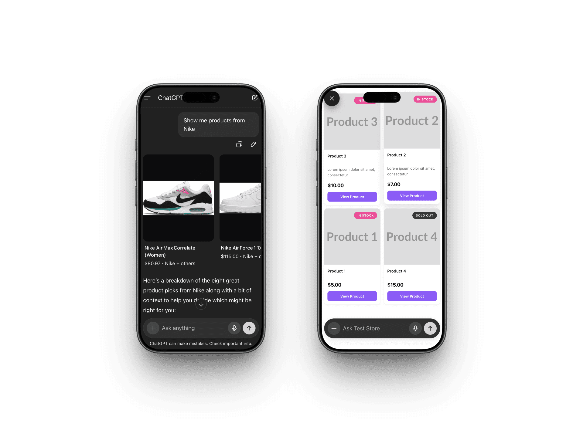 Before vs After: Generic ChatGPT results vs Branded App Experience